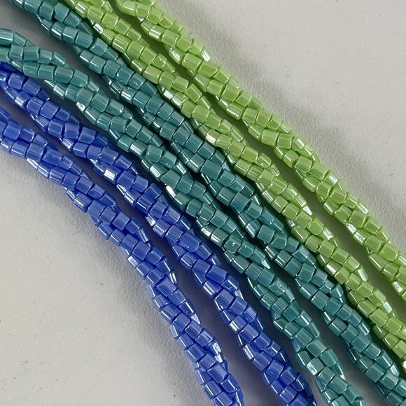 Nolan Miller LOT Glass - Green, Turquoise, Blue Bugle Bead Necklaces 36" signed - Picture 2 of 5